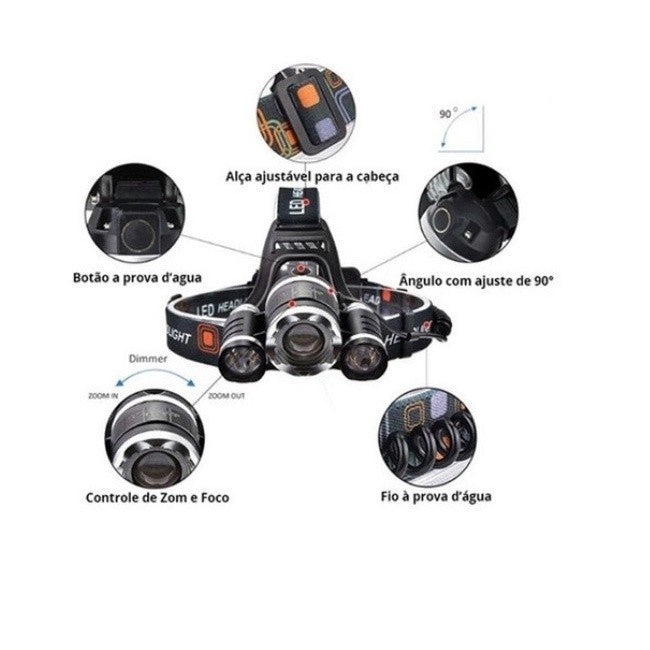 Lanterna Tática de Cabeça para Corrida/trilha nortuna