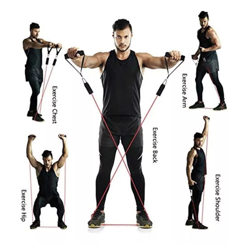 Kit de 5 Mini Bands e 11 Elásticos Extensores Fortes Treino Em Casa