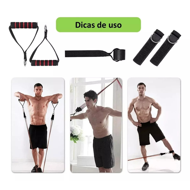 Kit de 5 Mini Bands e 11 Elásticos Extensores Fortes Treino Em Casa