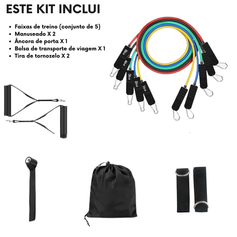 Kit de 5 Mini Bands + 11 Elásticos Extensores