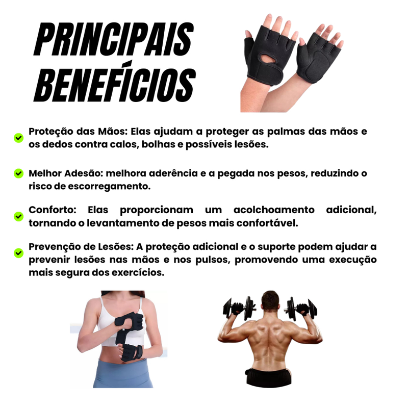 Luva Academia Musculação Treino Crossfit Unissex Ajustável